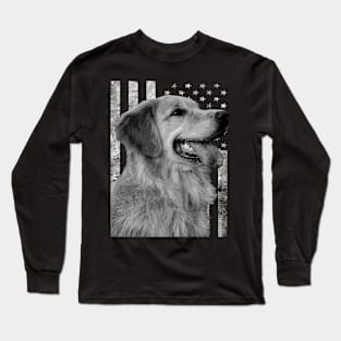 Loyal Goldens American Flag Tee for Admirers of Retrieving Royalty Long Sleeve T-Shirt